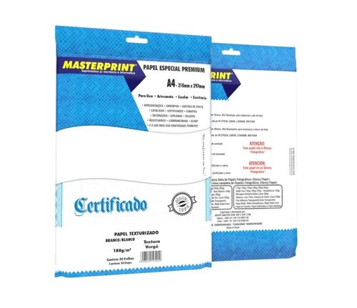 Papel Verge 180g Branco Masterprint 50 Folhas